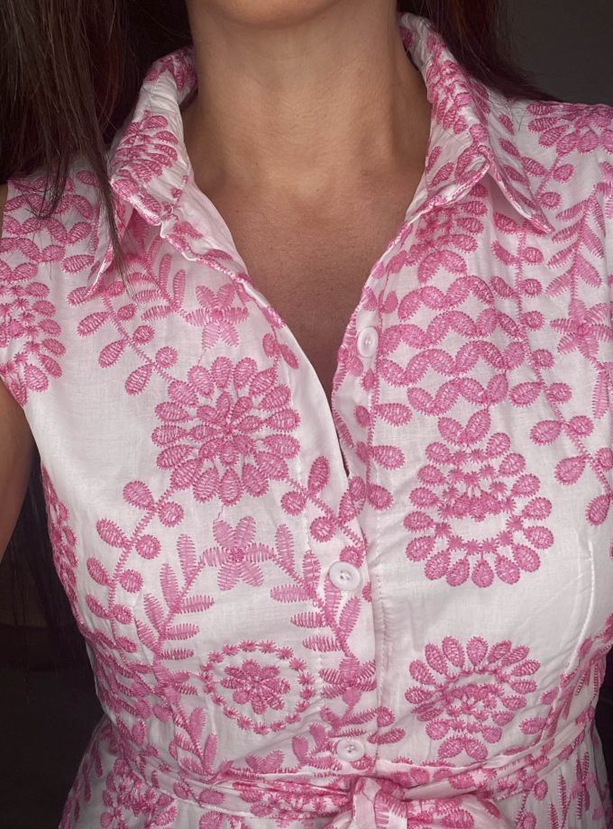 Vestido Midi Flores Bordadas