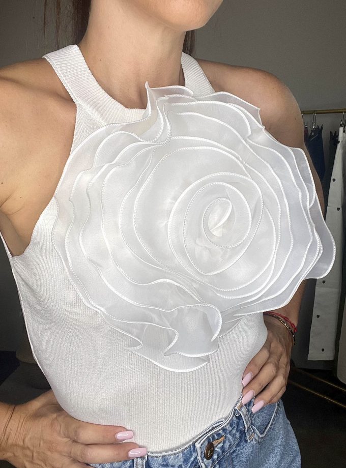 Top Punto Flor - Blanco