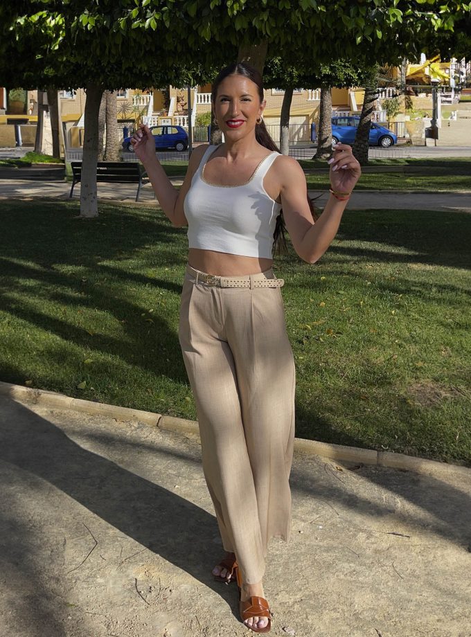 Pantalón Pinza Beige