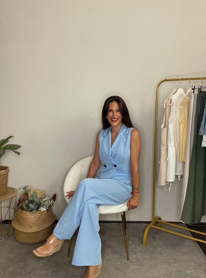 Mono Chaleco Efecto 2 Piezas Azul