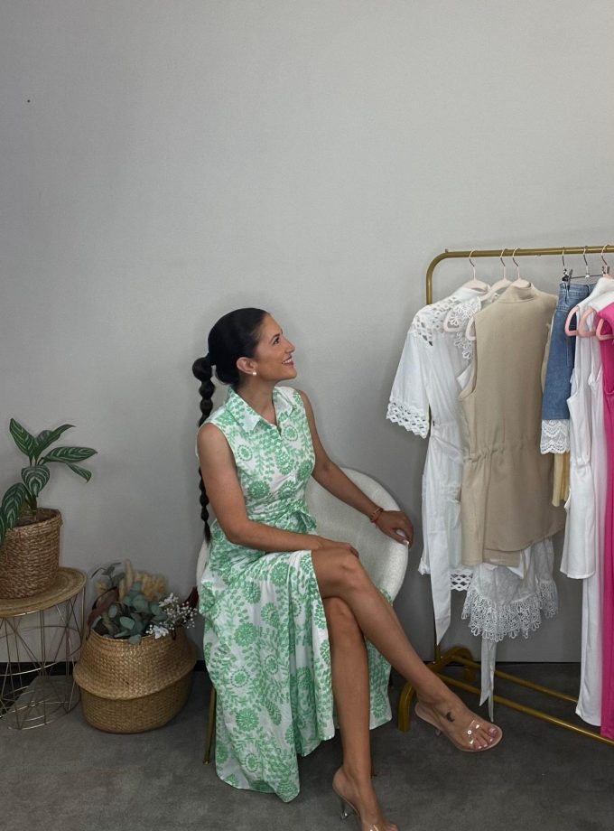 Vestido Midi Flores Bordadas