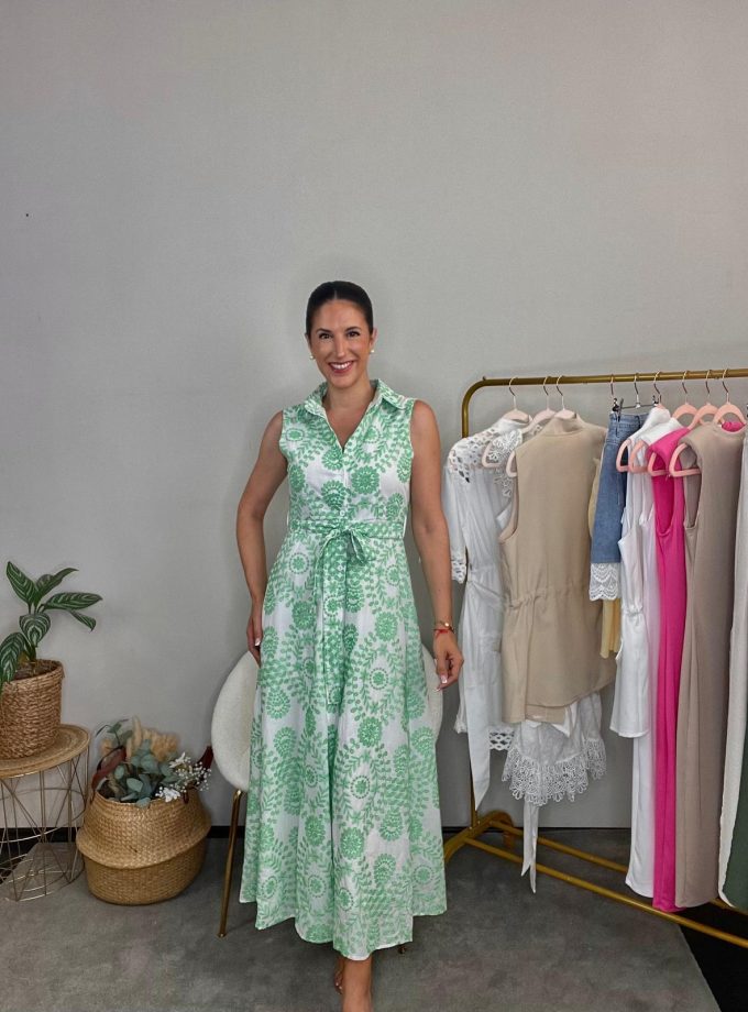 Vestido Midi Flores Bordadas