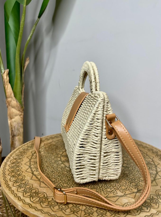 Bolso Rafia Alargado Beige