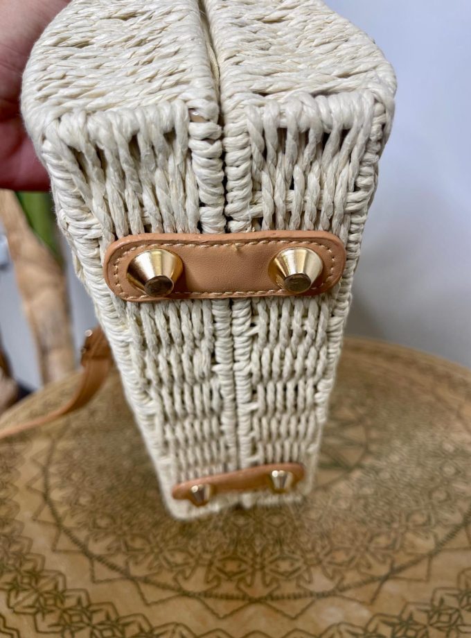 Bolso Rafia Alargado Beige