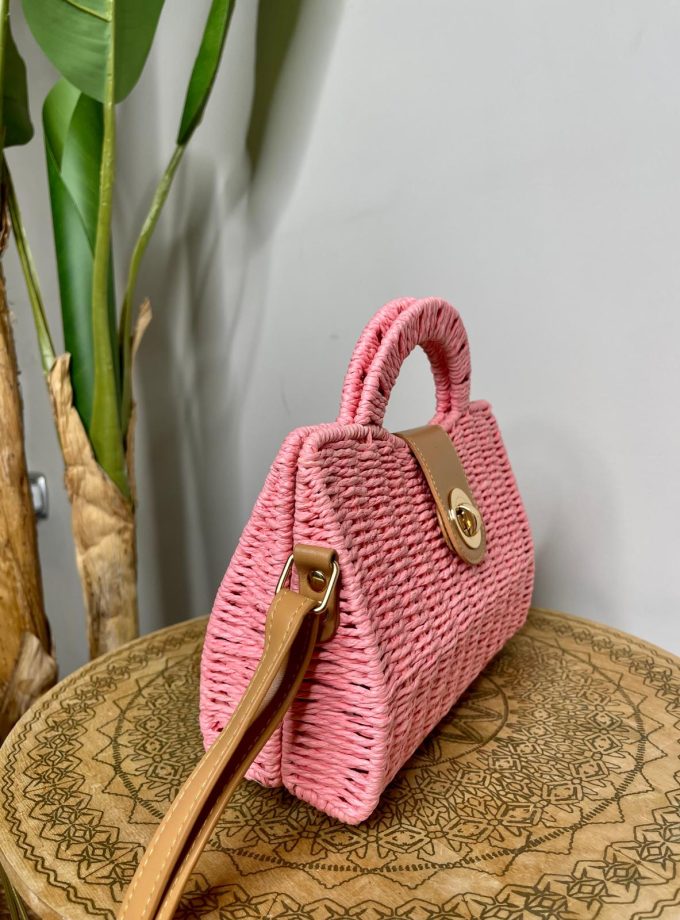Bolso Rafia Alargado Rosa