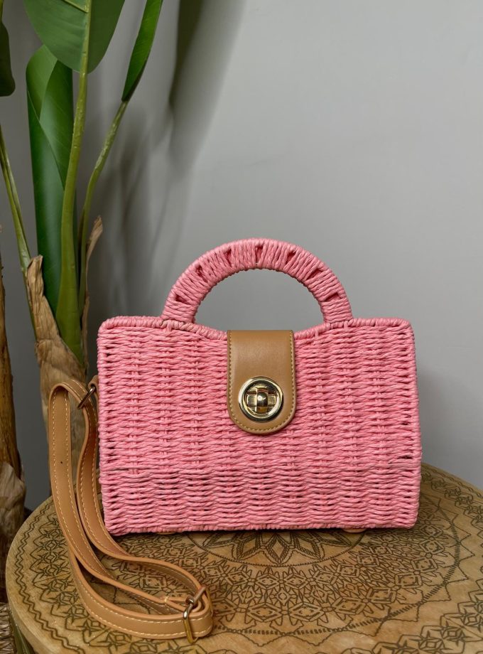 Bolso Rafia Alargado Rosa