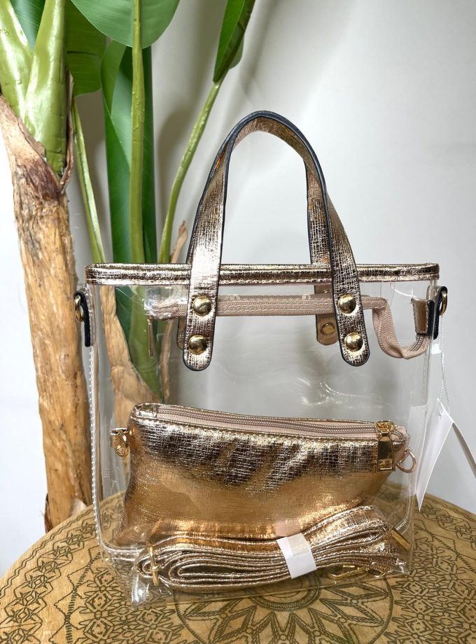 Bolso Transparente Dorado