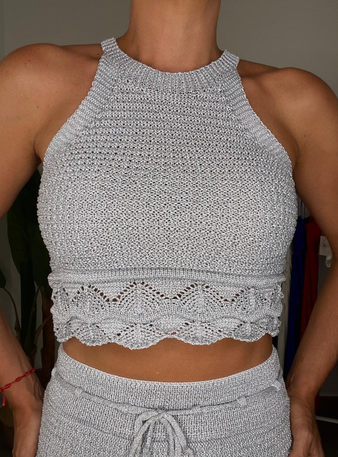 Conjunto Crochet Plateado