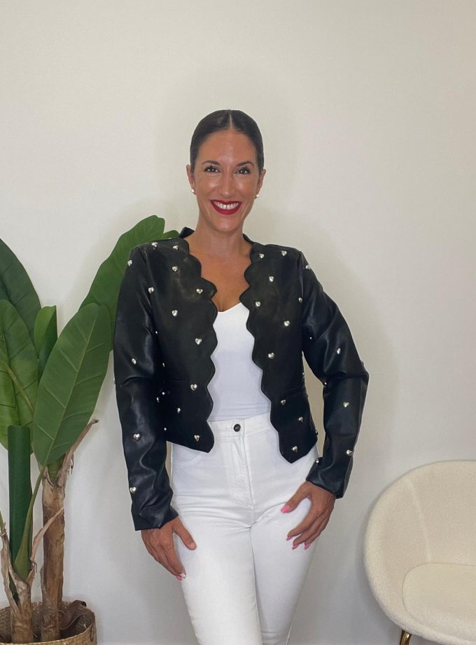 Chaqueta Efecto Piel Corazones