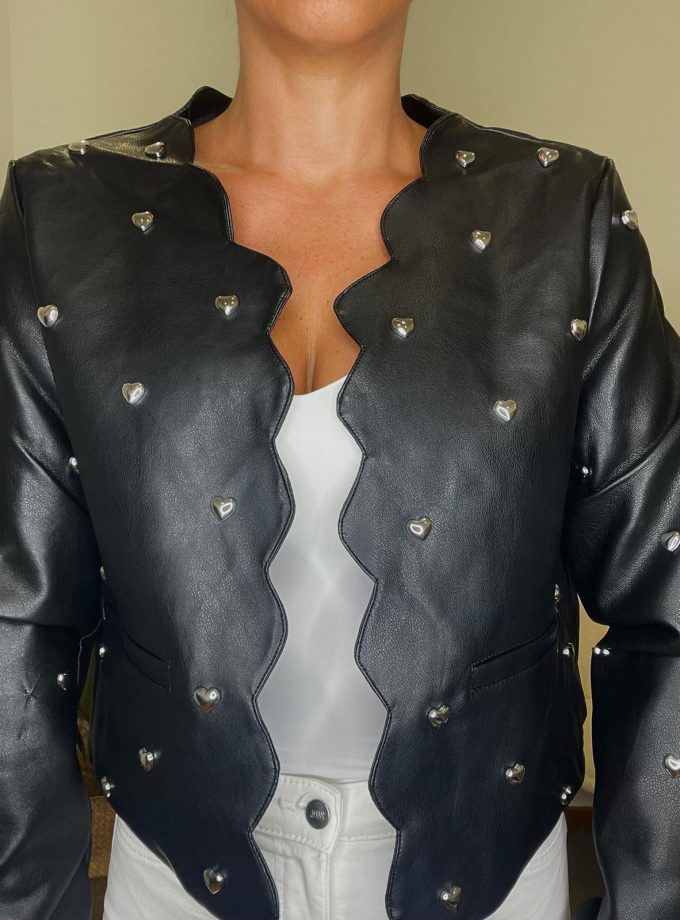 Chaqueta Efecto Piel Corazones