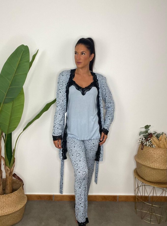 Pijama 3 Piezas Corazones