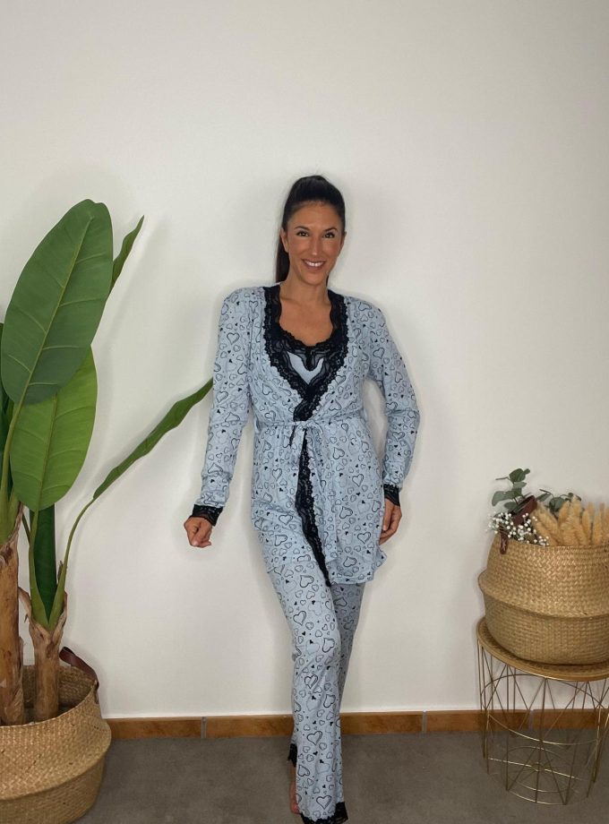 Pijama 3 Piezas Corazones