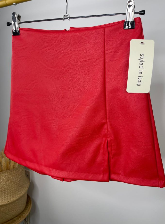 Falda Pantalón Efecto Piel Roja