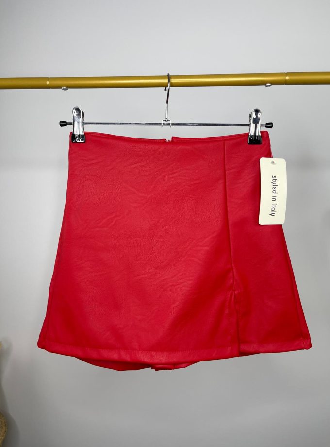 Falda Pantalón Efecto Piel Roja