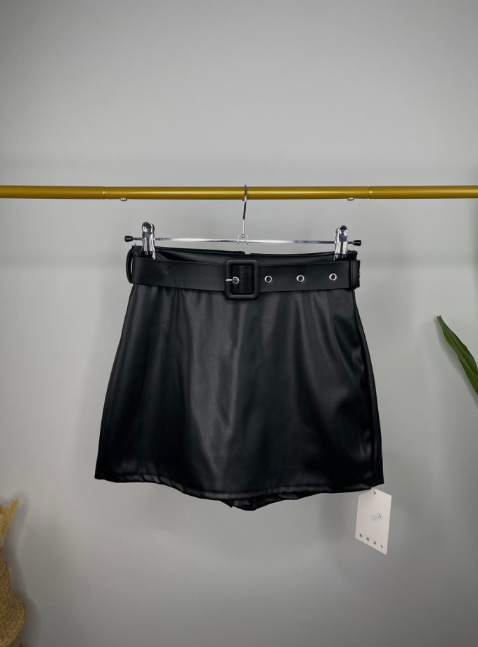 Falda Pantalón Efecto Piel Cinturón